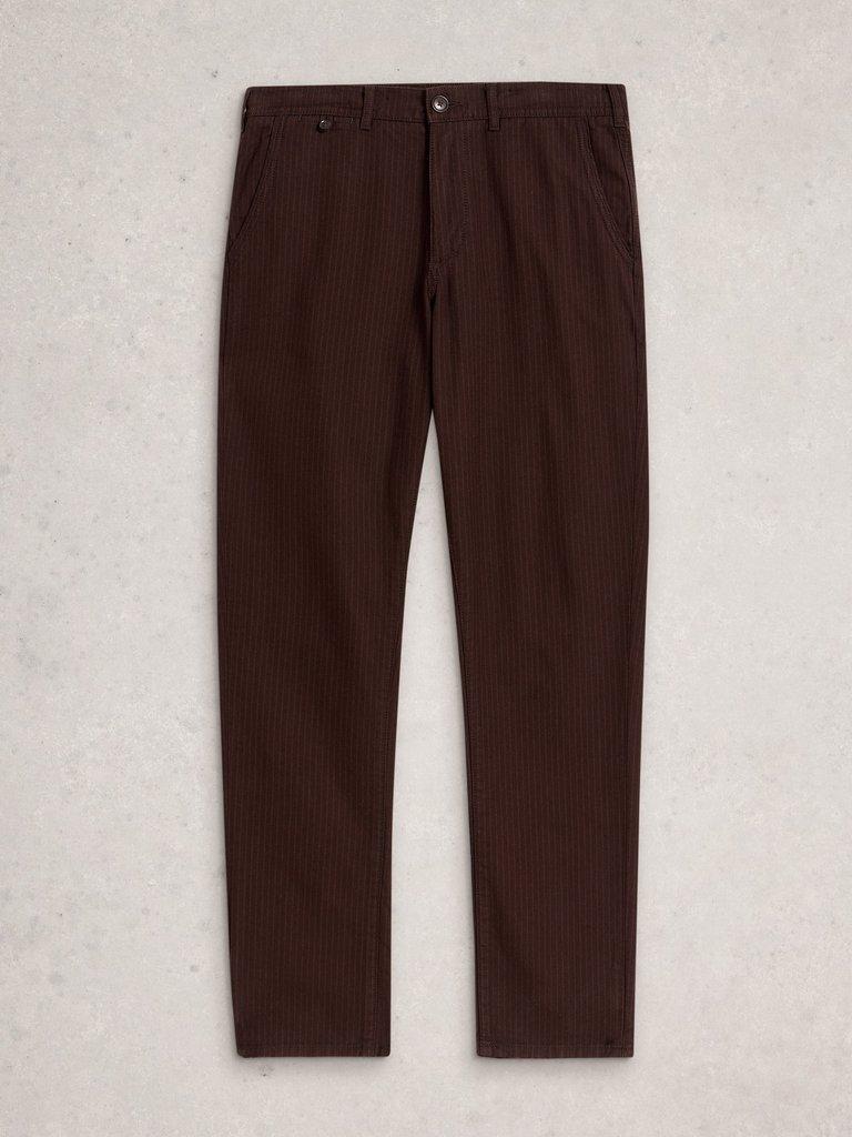 Pinstripe Drawstring Chino in BROWN MLT - FLAT FRONT