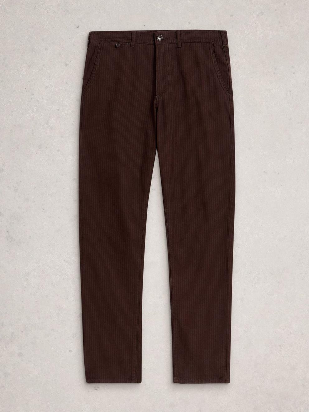 Pinstripe Drawstring Chino in BROWN MLT - FLAT FRONT