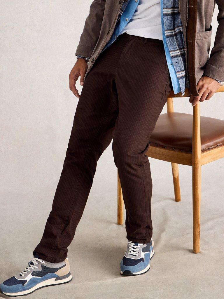 Pinstripe Drawstring Chino in BROWN MLT - LIFESTYLE