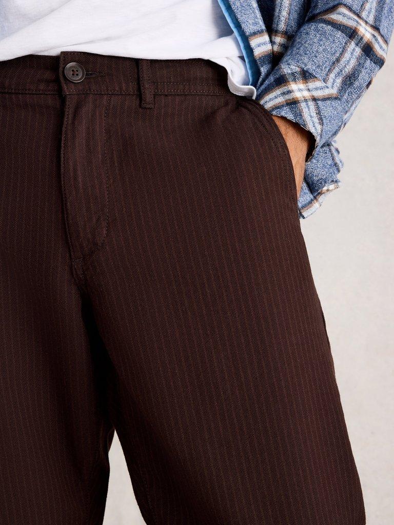 Pinstripe Drawstring Chino in BROWN MLT - MODEL DETAIL