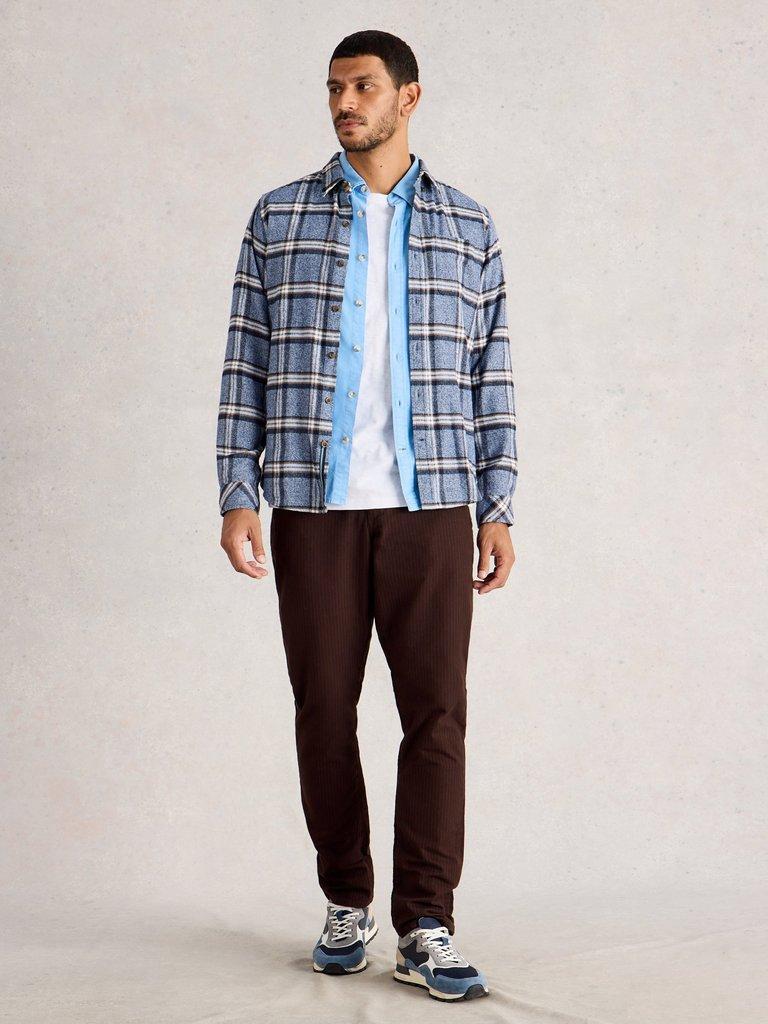 Pinstripe Drawstring Chino in BROWN MLT - MODEL FRONT