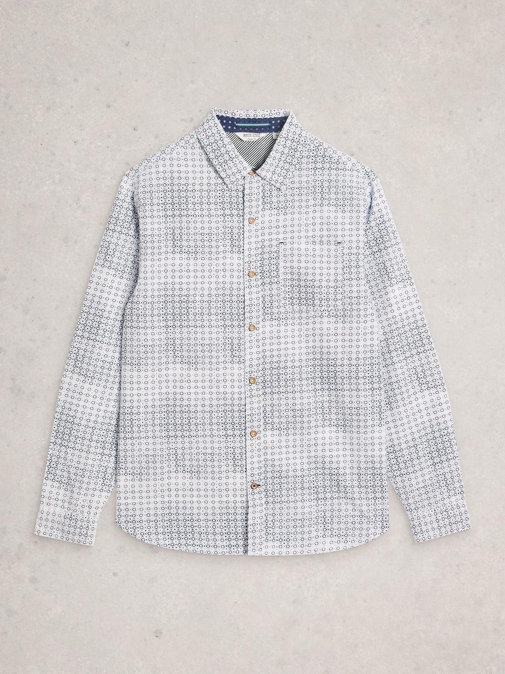 Finsbury Geo Print Shirt in BLUE PR - FLAT FRONT