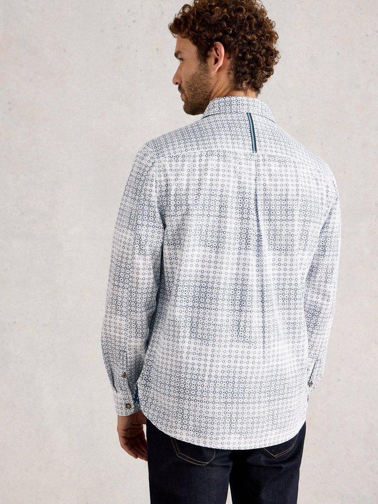 Finsbury Geo Print Shirt in BLUE PR - MODEL BACK