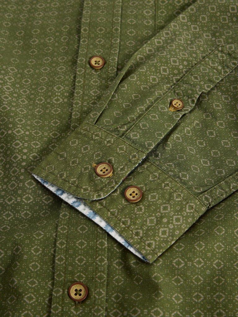 Finsbury Geo Print Shirt in GREEN PR - FLAT DETAIL