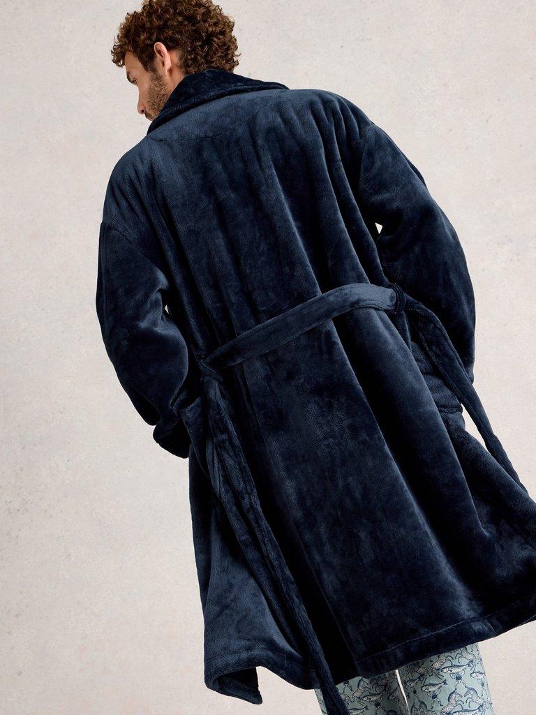 Cosy Robe in DARK NAVY - MODEL BACK