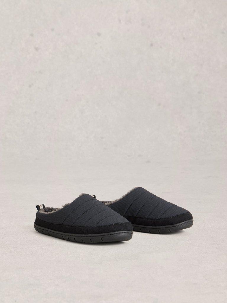 Nylon Puffer Mule in DK GREY - FLAT FRONT