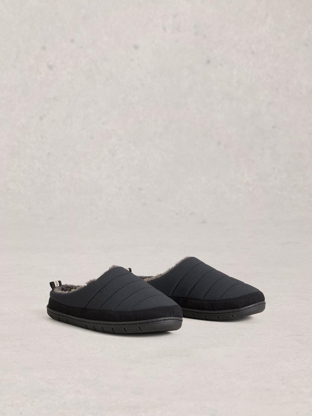 Nylon Puffer Mule in DK GREY - FLAT FRONT