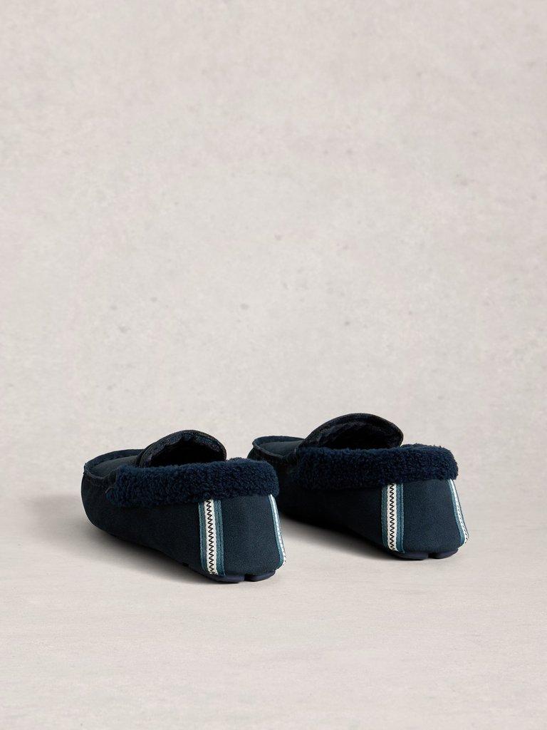 Moccasin Slipper in DARK NAVY - FLAT BACK