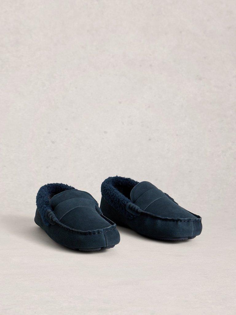 Moccasin Slipper in DARK NAVY - FLAT FRONT