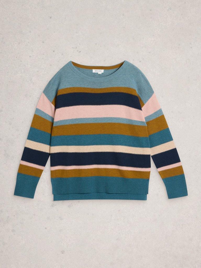 OLIVE STITCH STRIPE in BLUE MLT - FLAT FRONT