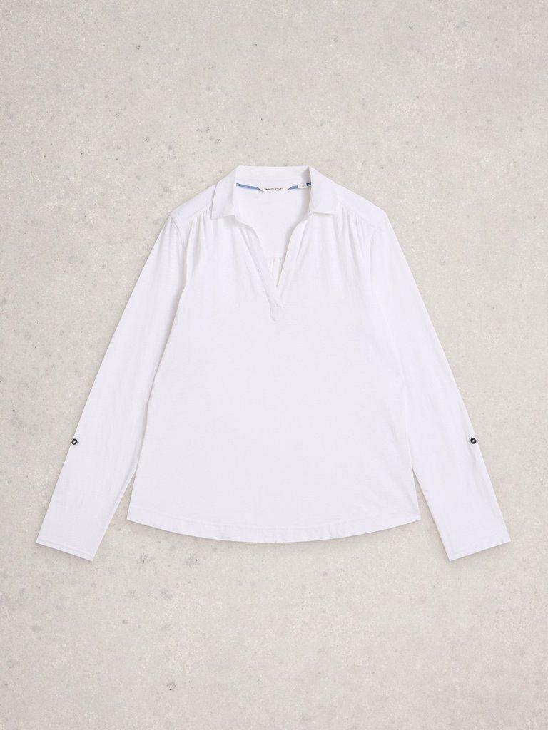 ALLIE LS SHIRT in BRIL WHITE - FLAT FRONT