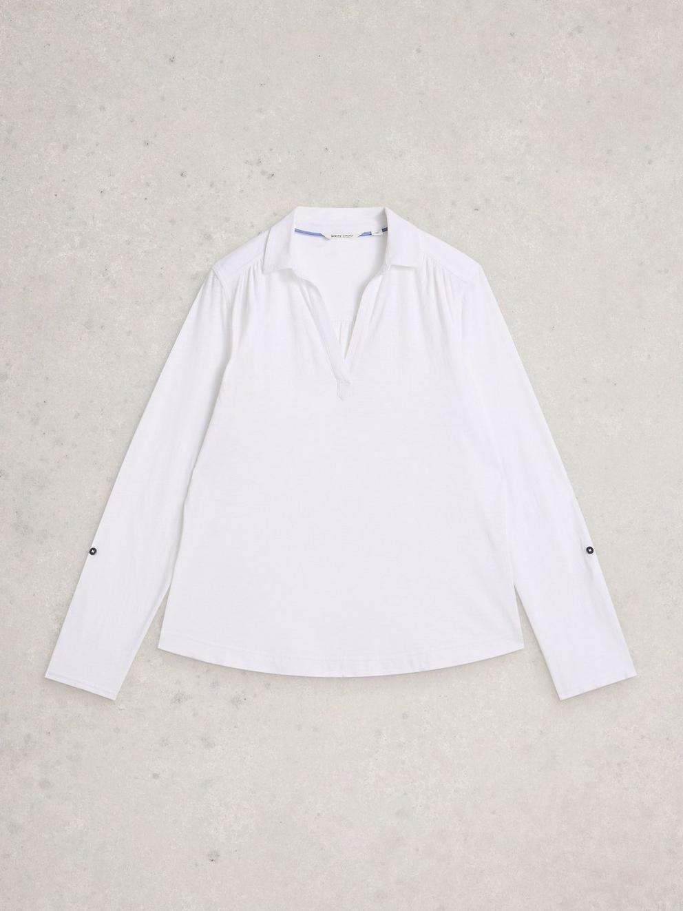 ALLIE LS SHIRT in BRIL WHITE - FLAT FRONT