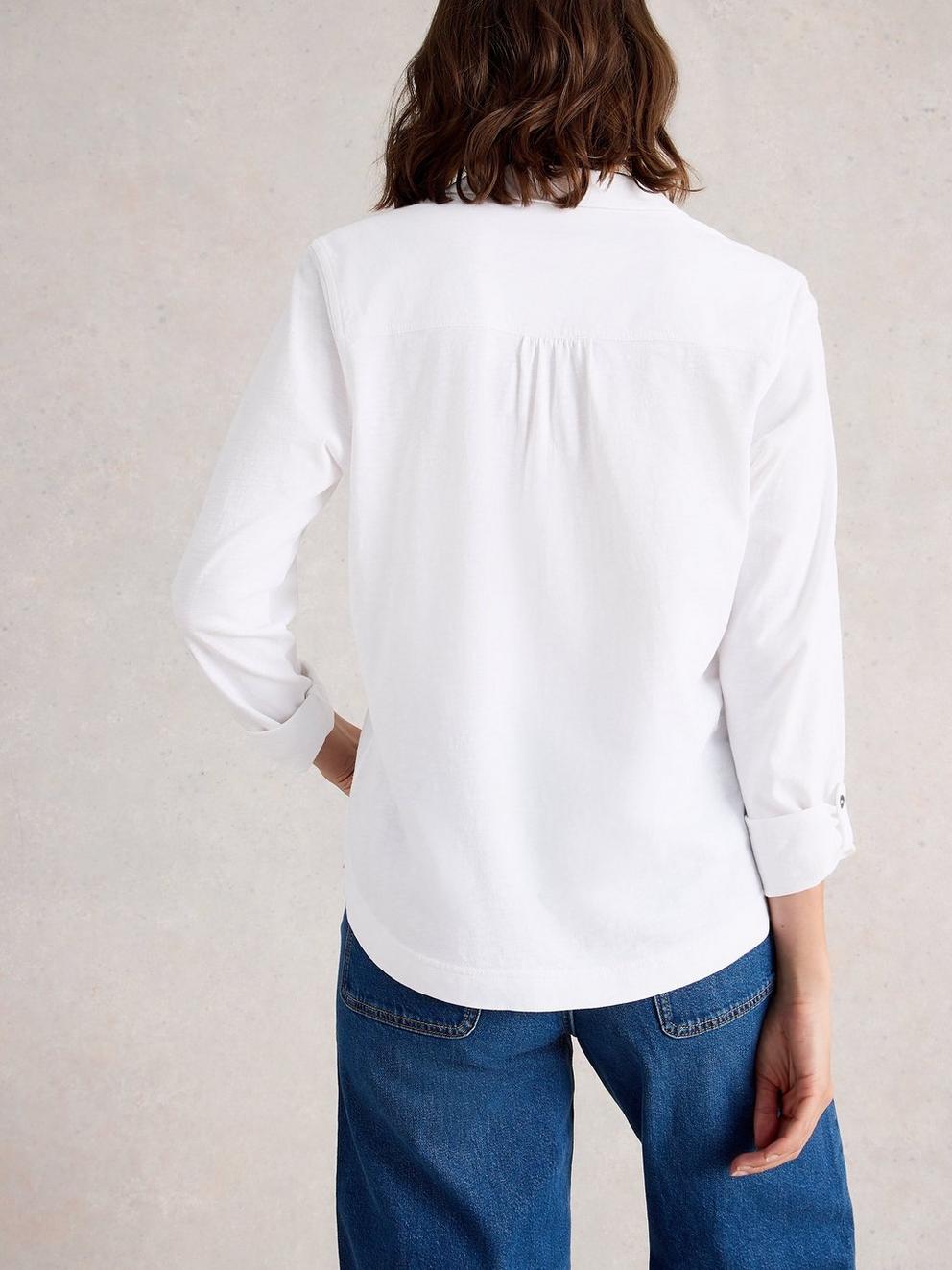 ALLIE LS SHIRT in BRIL WHITE - MODEL BACK