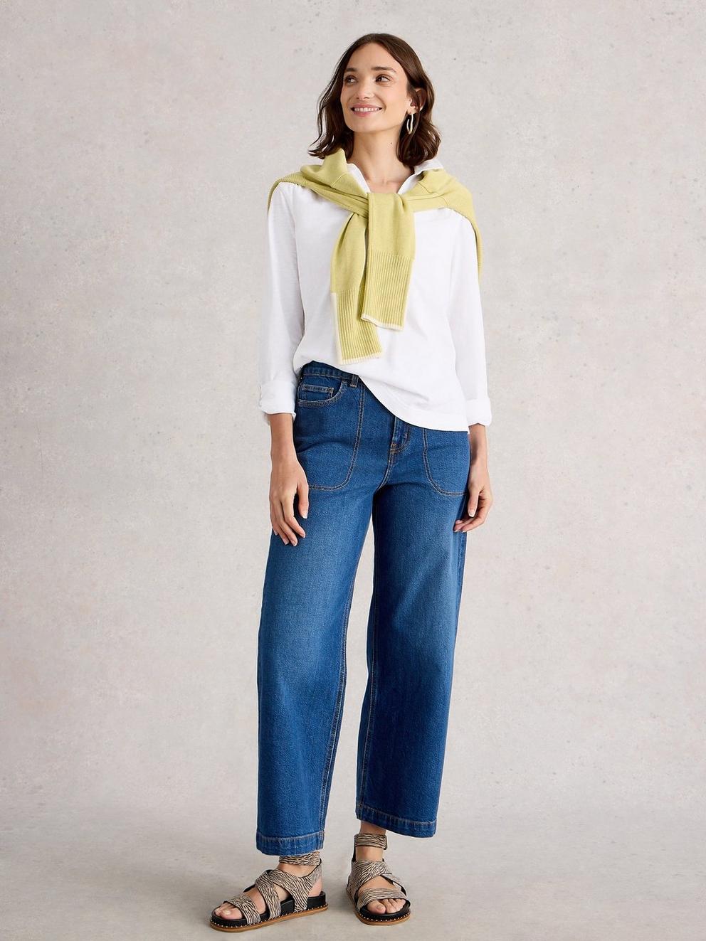 ALLIE LS SHIRT in BRIL WHITE - MODEL FRONT