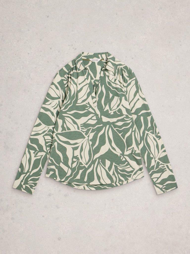 ALLIE LS SHIRT in GREEN PR - FLAT FRONT