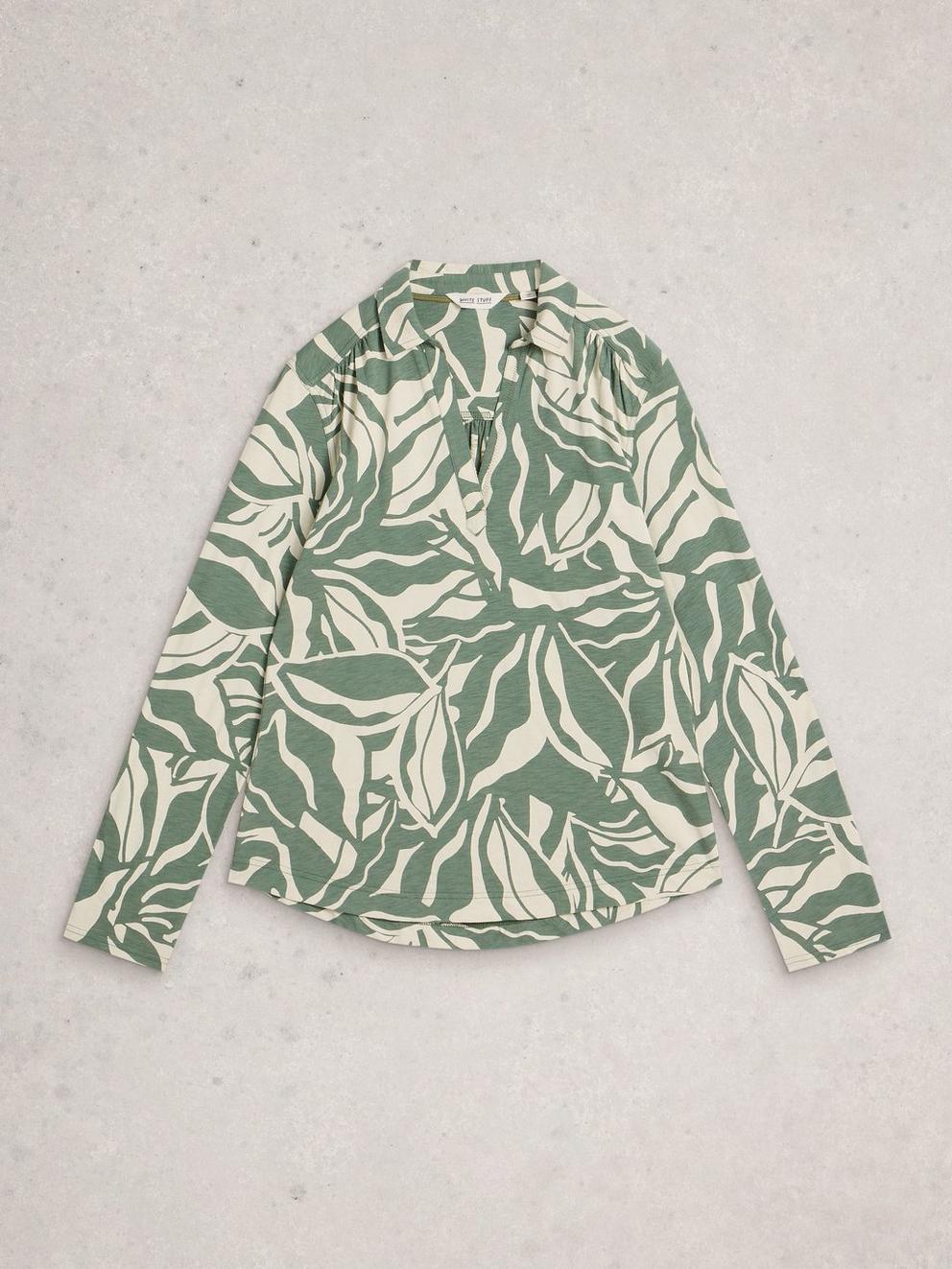 ALLIE LS SHIRT in GREEN PR - FLAT FRONT