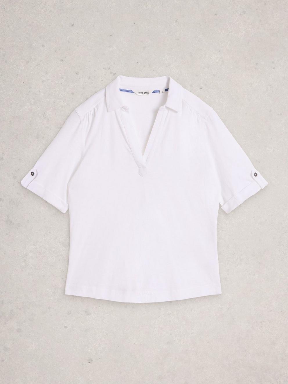 ALLIE SS SHIRT in BRIL WHITE - FLAT FRONT