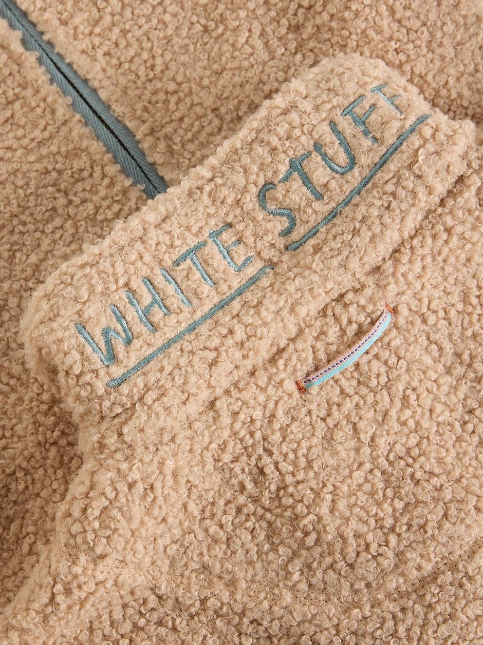 BORG ZIP THROUGH in LGT NAT - FLAT DETAIL