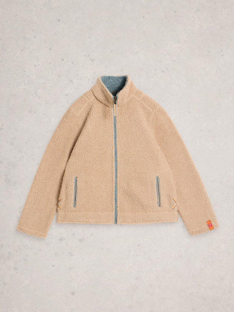 BORG ZIP THROUGH in LGT NAT - FLAT FRONT