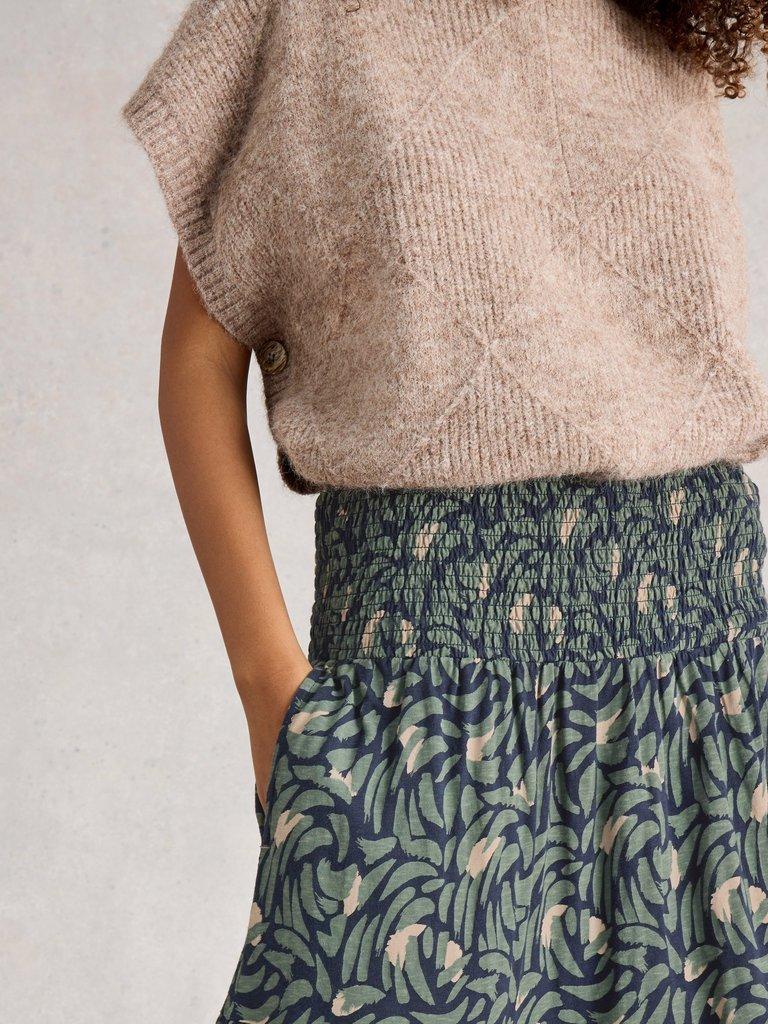 Marissa Maxi Skirt Jersey in NAVY MULTI - MODEL DETAIL