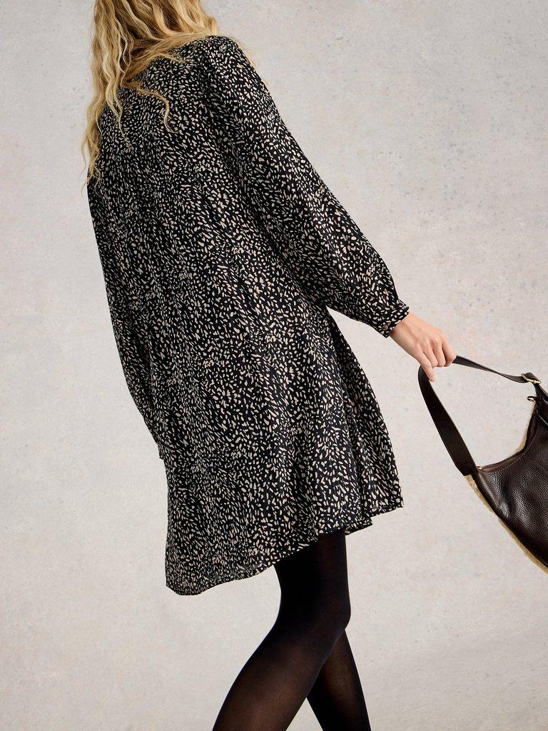 Amelie Metallic Dress  in BLK PR - MODEL BACK