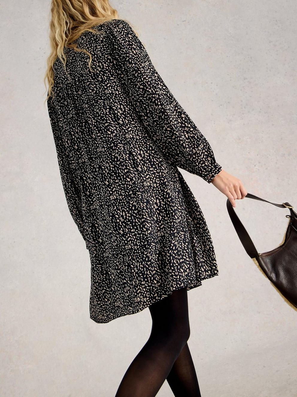 Amelie Metallic Dress  in BLK PR - MODEL BACK