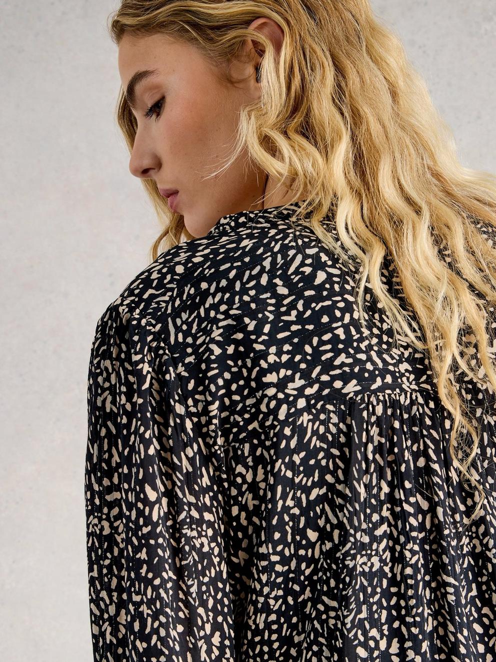 Amelie Metallic Dress  in BLK PR - MODEL DETAIL