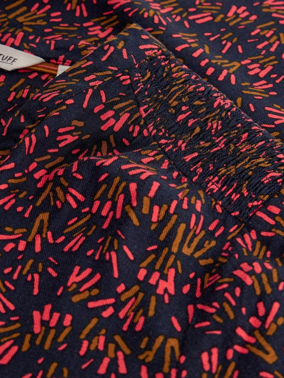 Elisa Print V Neck Top in NAVY MULTI - FLAT DETAIL