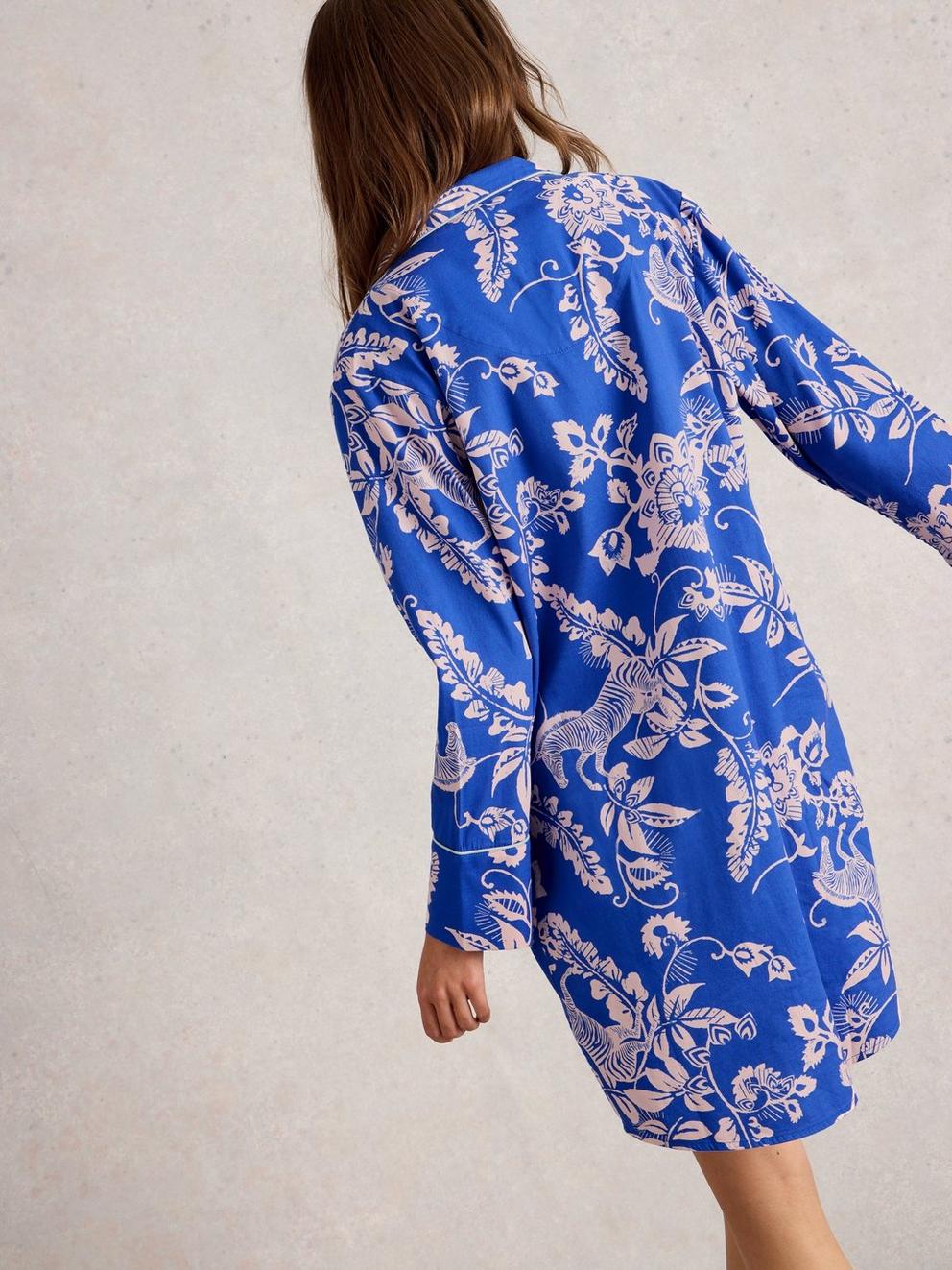 NINA NIGHTSHIRT in BLUE MLT - MODEL BACK