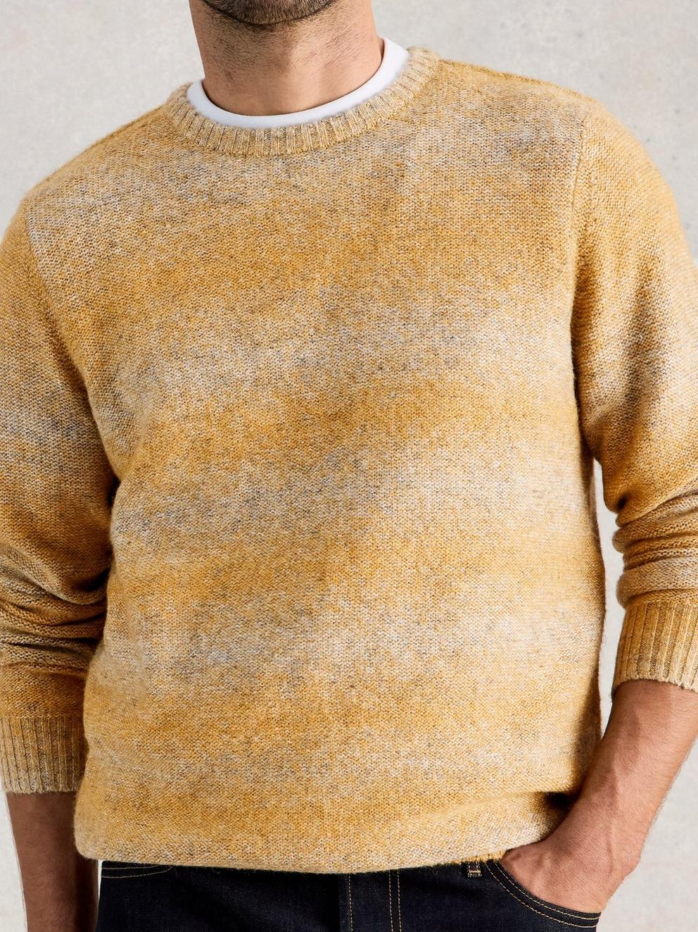 Oban Ombre Crew Neck in YELLOW MLT - MODEL DETAIL