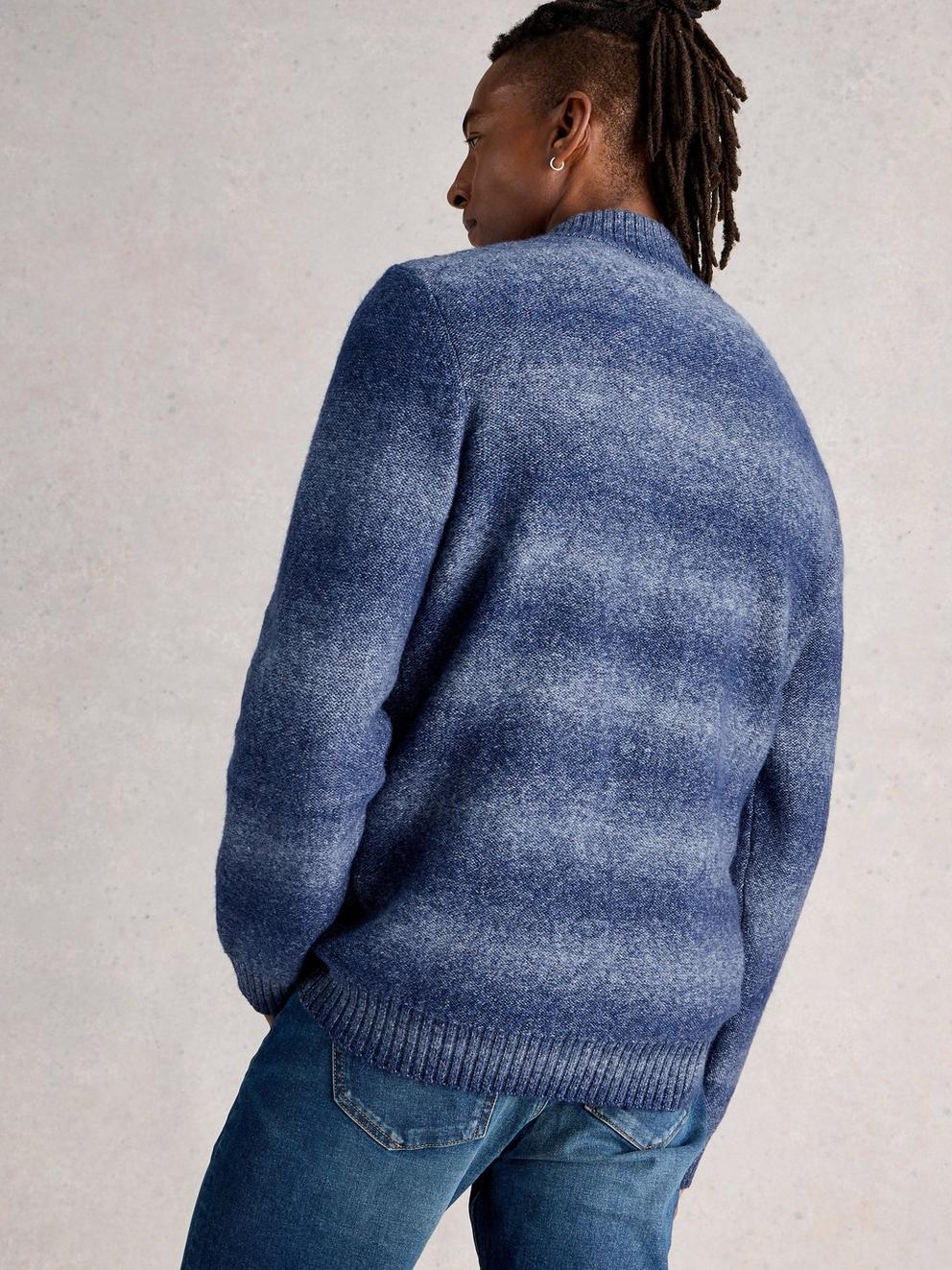 Oban Ombre Half Zip in BLUE MLT - MODEL BACK
