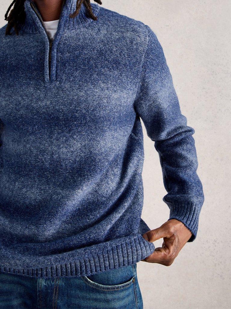 Oban Ombre Half Zip in BLUE MLT - MODEL DETAIL