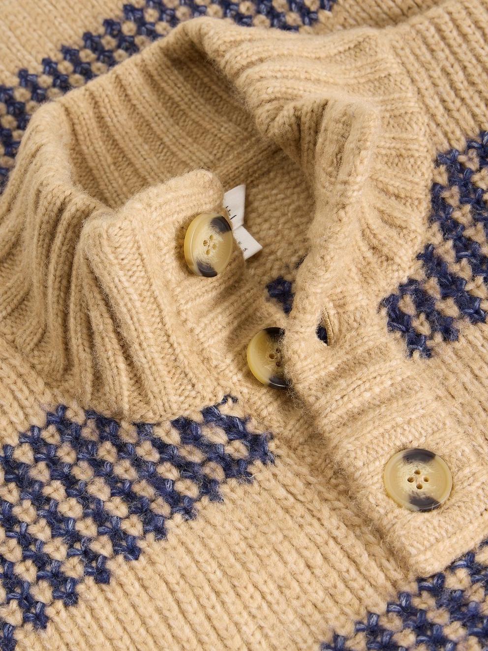 Baxton Stripe Button Neck in NAT MLT - FLAT DETAIL