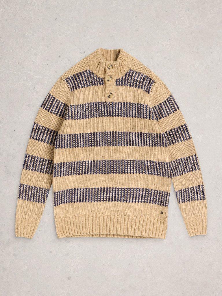 Baxton Stripe Button Neck in NAT MLT - FLAT FRONT