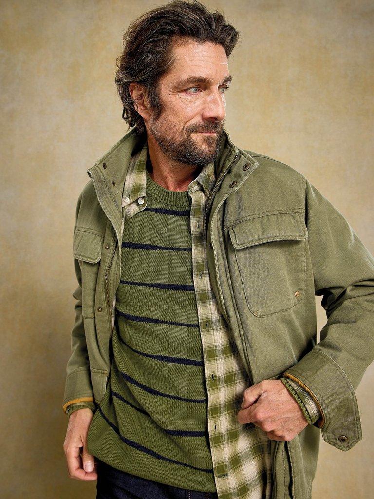 Wave Stripe Crew Neck in KHAKI GRN - MIXED