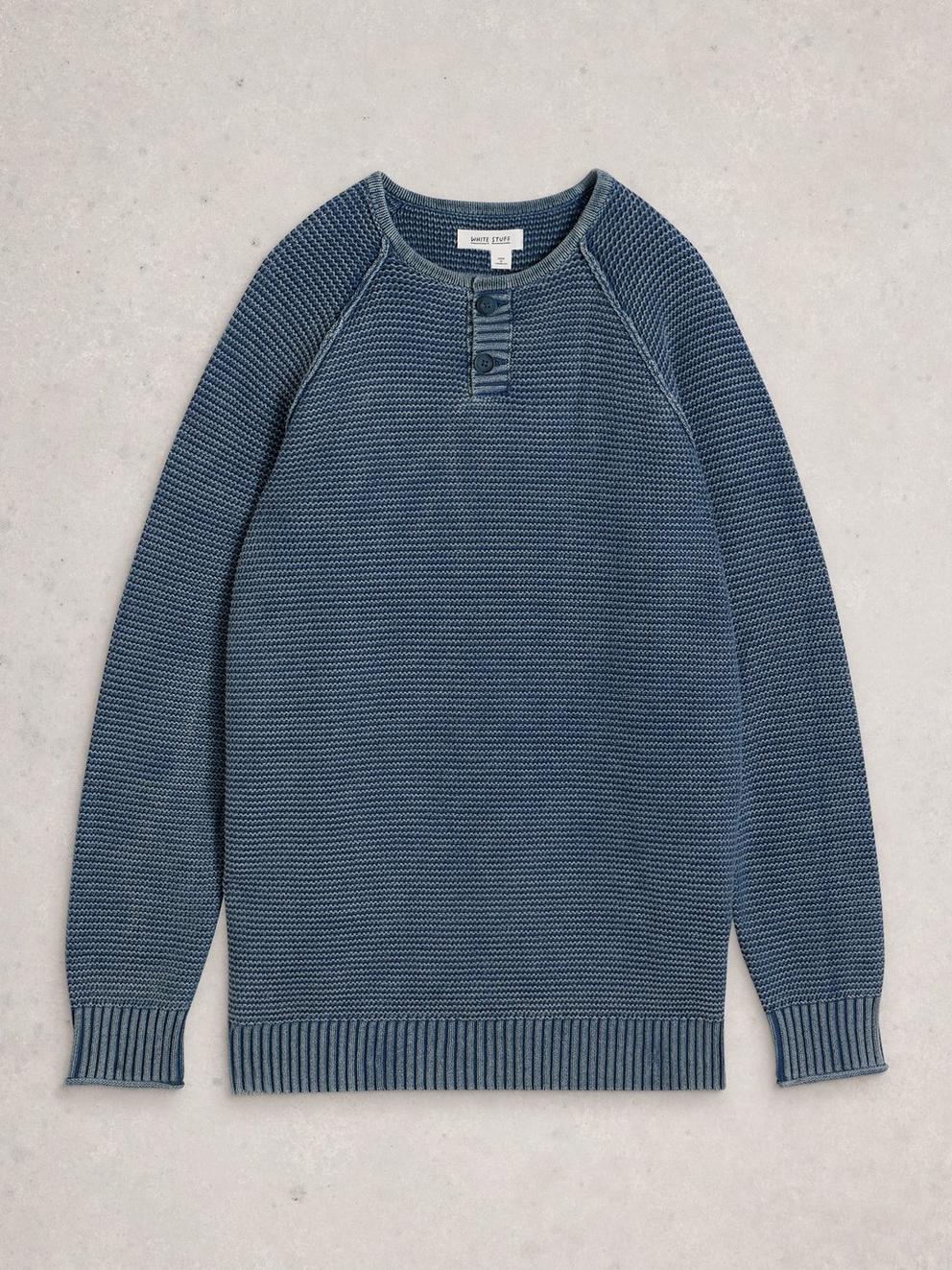 Gatley Henley in DUS BLUE - FLAT FRONT
