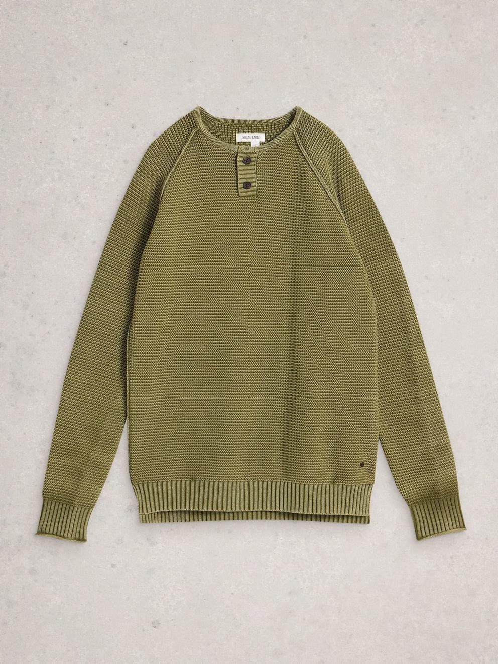 Gatley Henley in DUS GREEN - FLAT FRONT