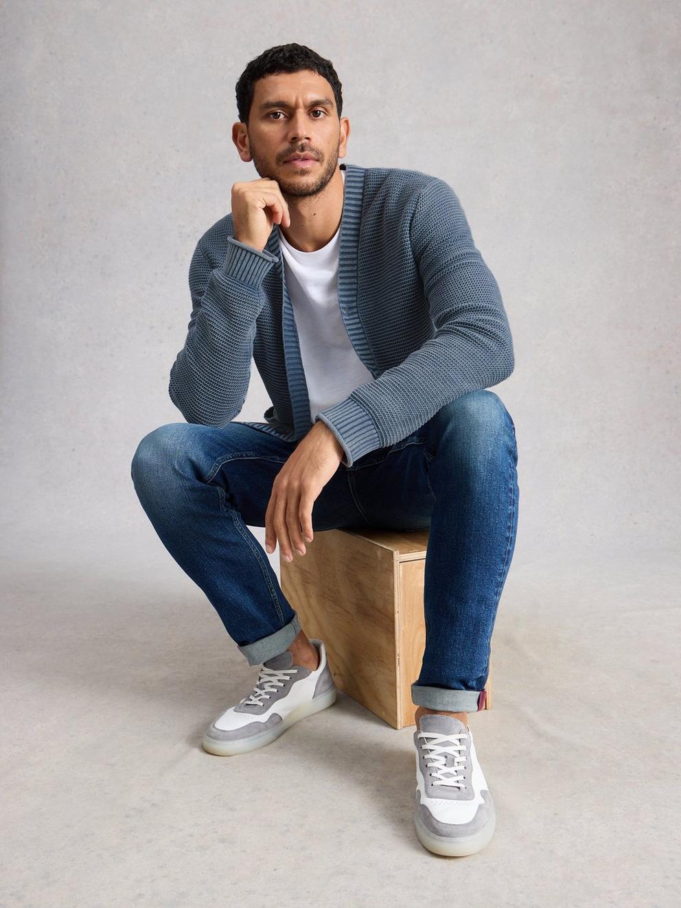 Gatley Cardigan in DUS BLUE - LIFESTYLE
