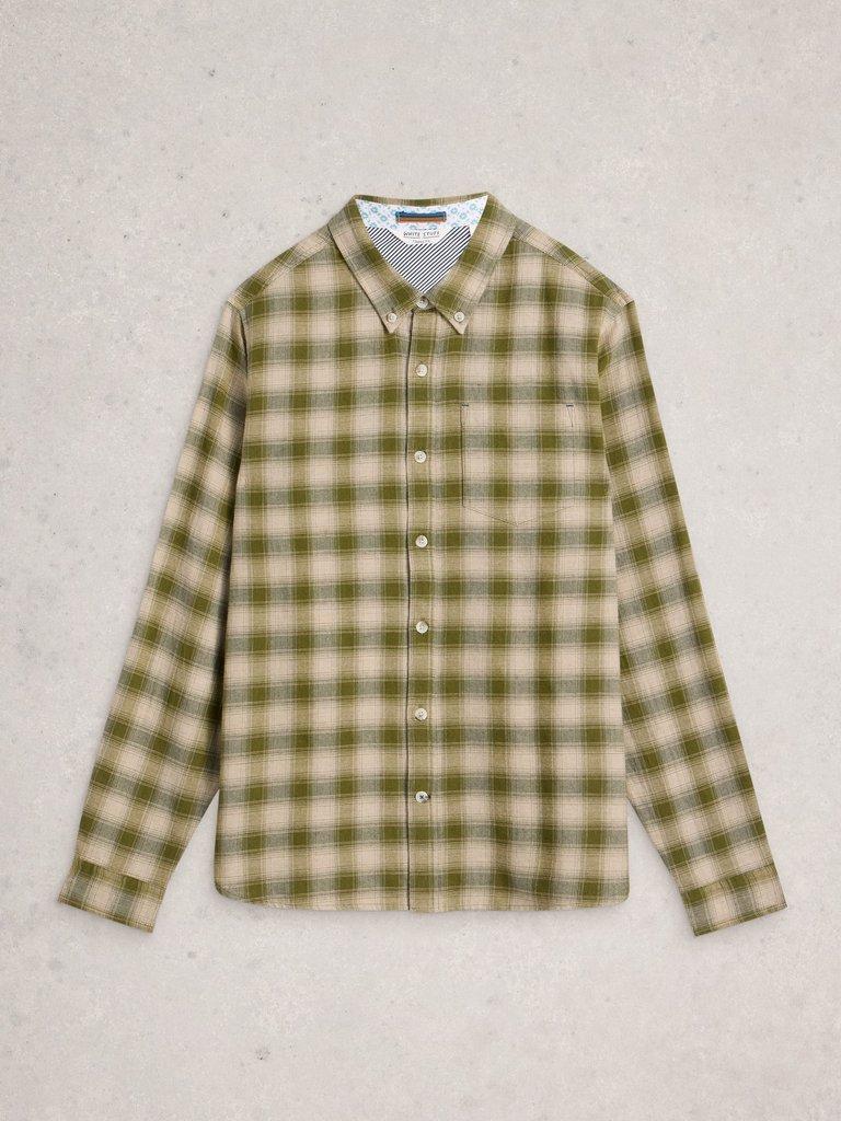 Ludlow Two Toned Check Shirt in GREEN MLT - FLAT FRONT