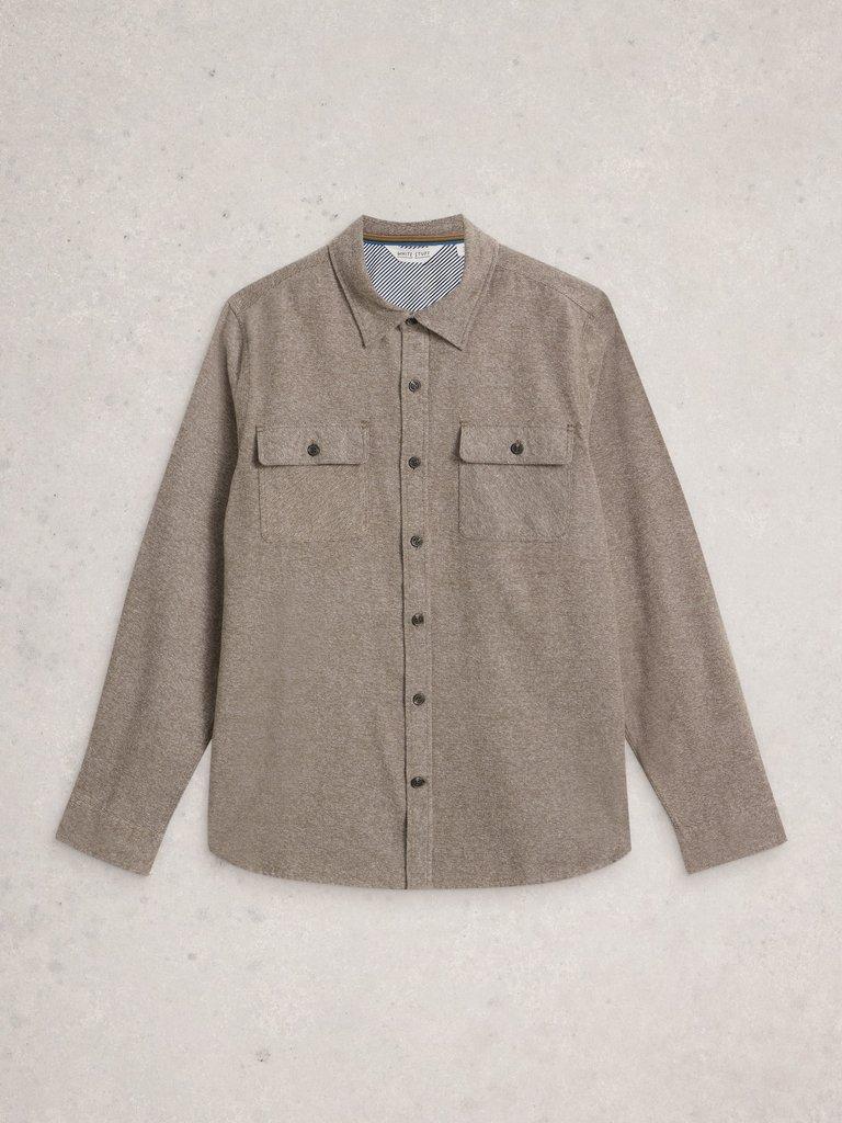 Darwen Grindle Shirt in LGT BROWN - FLAT FRONT