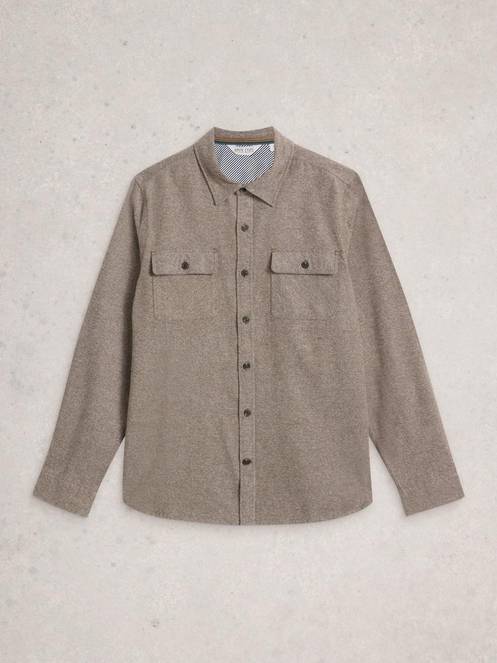 Darwen Grindle Shirt in LGT BROWN - FLAT FRONT
