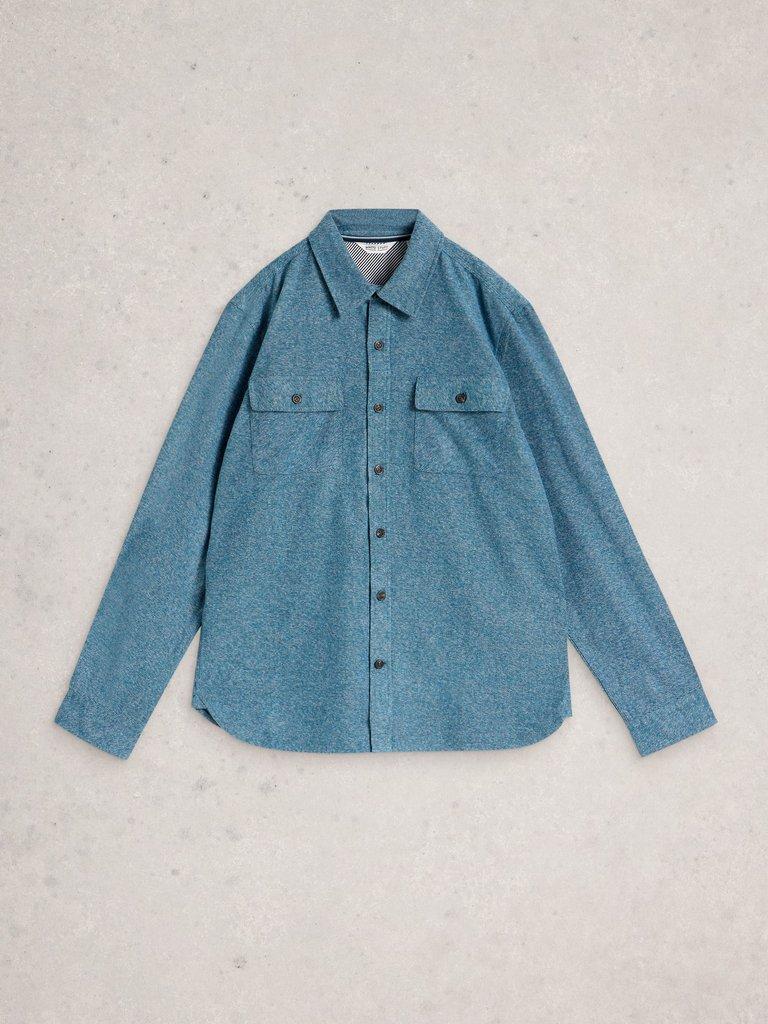 Darwen Grindle Shirt in MID BLUE - FLAT FRONT