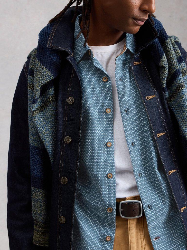 Tile Stitch SS Shirt in MID BLUE - LIFESTYLE