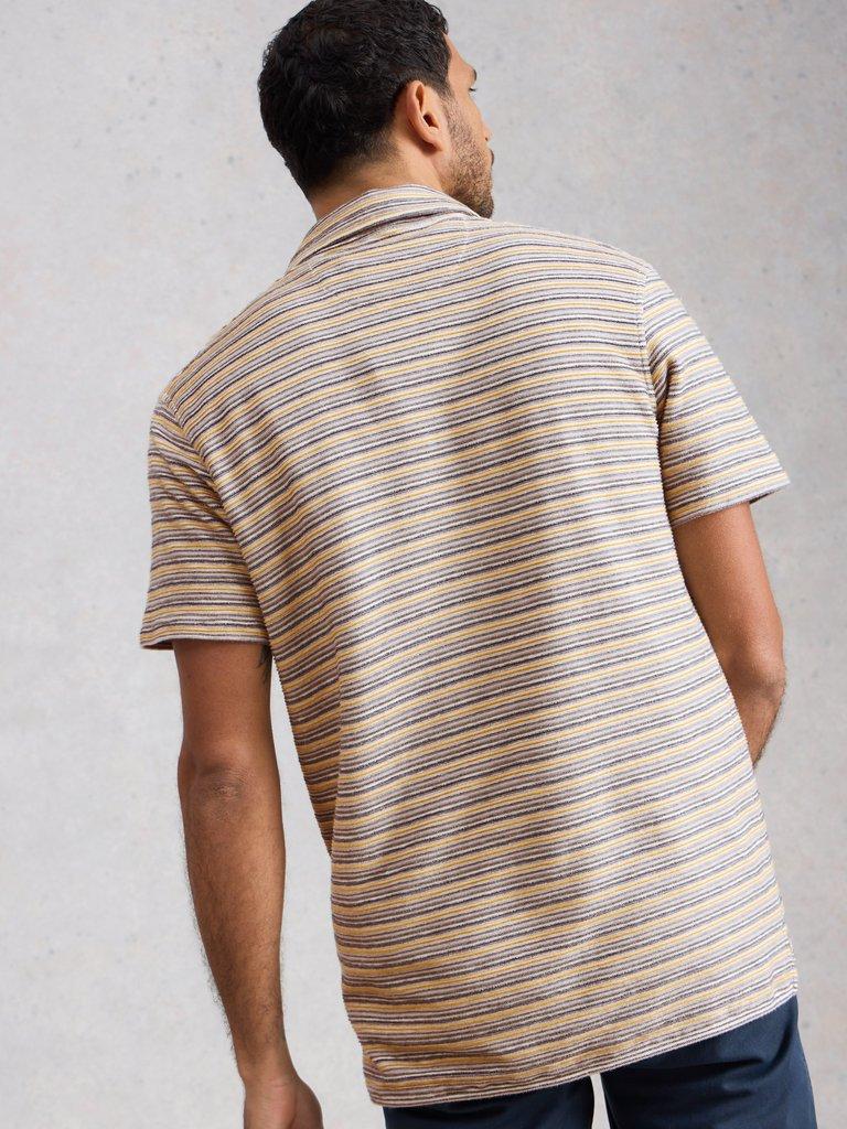 Hadley Stripe Polo in WHITE MLT - MODEL BACK