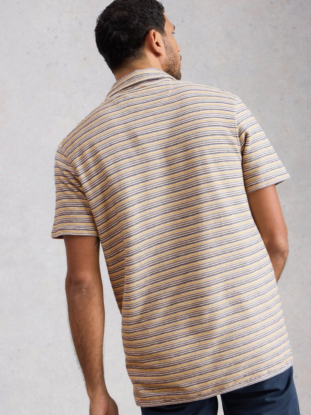 Hadley Stripe Polo in WHITE MLT - MODEL BACK