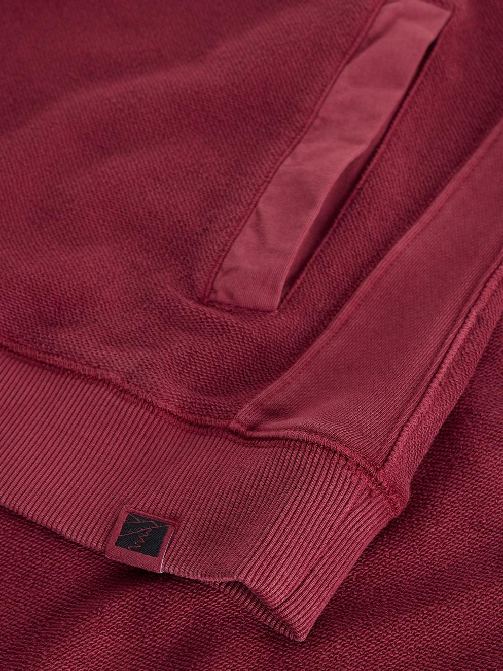 Sidmouth Half Zip in DK RED - FLAT DETAIL