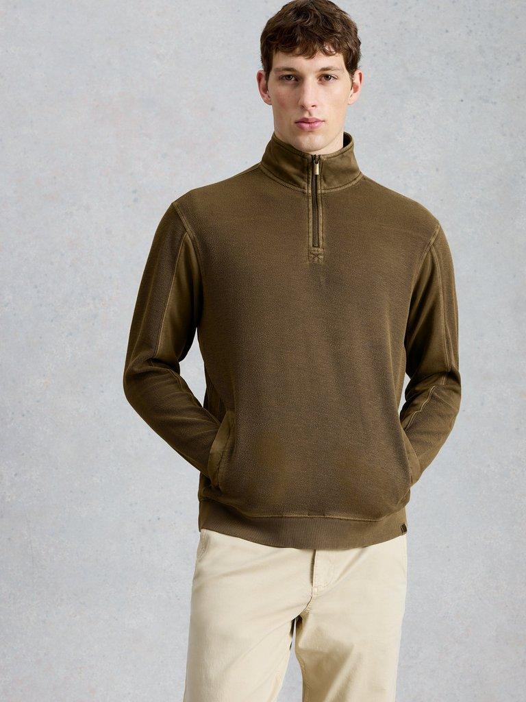 Sidmouth Half Zip in KHAKI GRN - LIFESTYLE