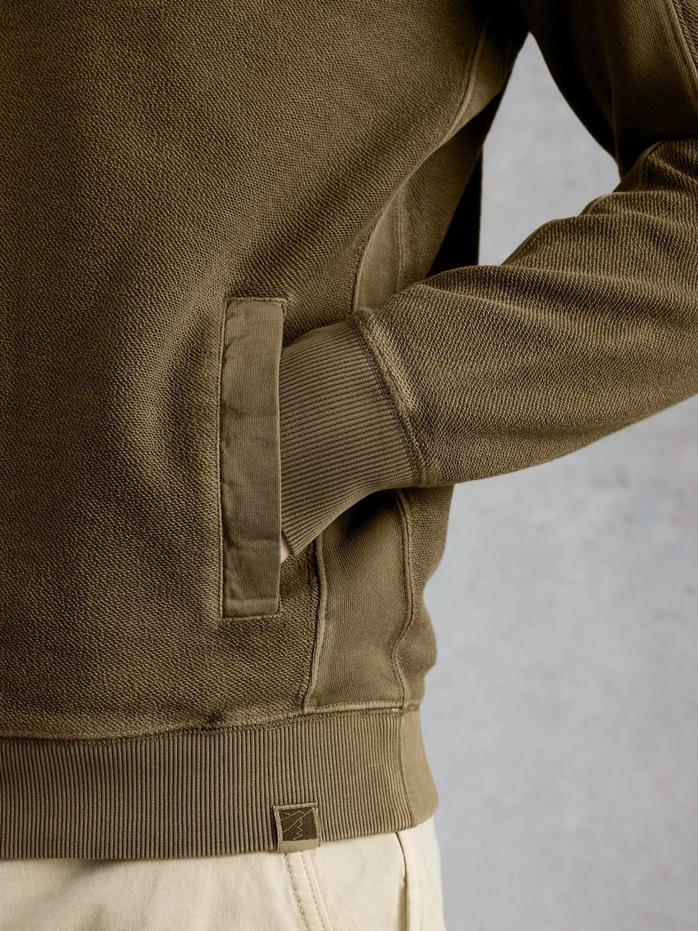 Sidmouth Half Zip in KHAKI GRN - MODEL DETAIL