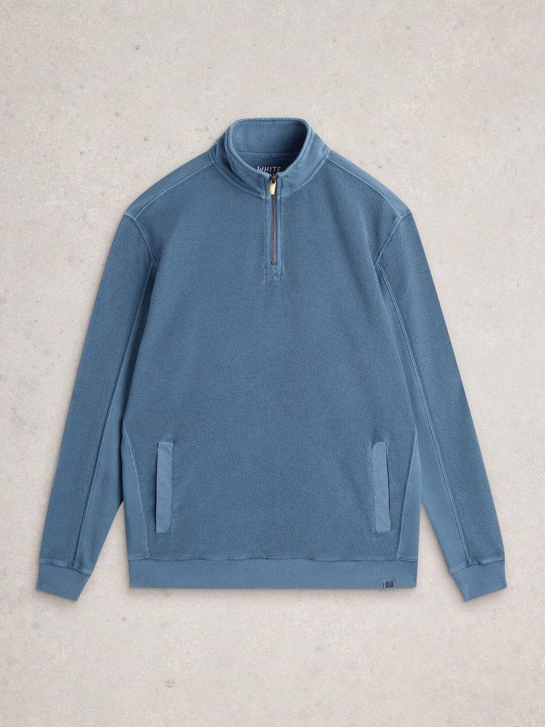 Sidmouth Half Zip in LGT BLUE - FLAT FRONT