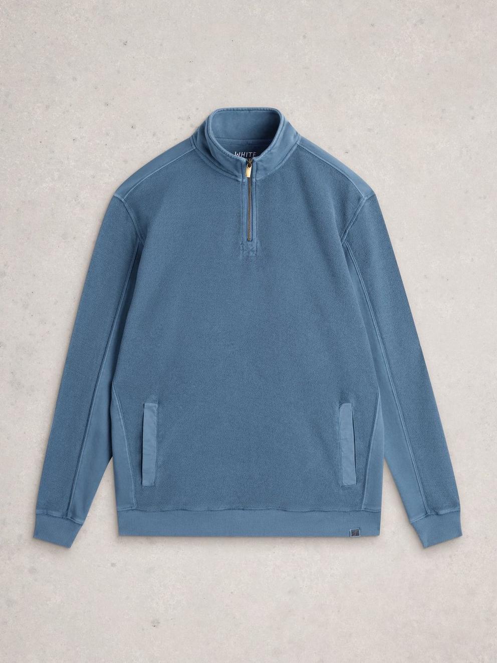 Sidmouth Half Zip in LGT BLUE - FLAT FRONT